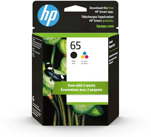 HP 65 Black/Tri-Color Ink Cartridges (2-Pack) | Works with AMP 100, DeskJet 2600, 3700, Envy 5000 | Eligible for Instant Ink | T0A36AN