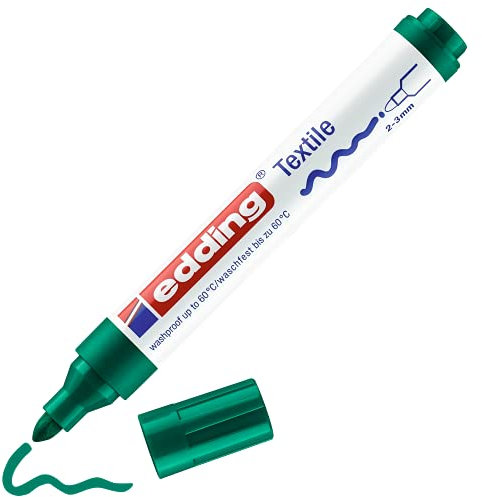 edding 4500 Textilmarker - grün - 1 Stift - Rundspitze 2-3 mm - Textilstifte waschmaschinenfest (60 °C) zum Stoff bemalen - Stoffmalstift