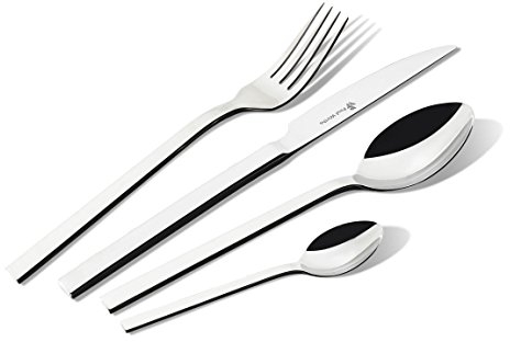 PW Paul Wirths EDGE 8100 Besteck Set für 12 Personen, Essbesteck 60 teilig, Edelstahl rostfrei, poliert & spülmaschinenfest, Tafelbesteck mit Besteckkasten