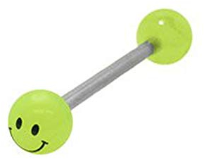 Body Jewelry Zungenpiercing, leuchtet im Dunkeln, Smiley-Design, Grün