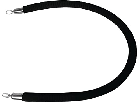 Bolero Seilabsperrsystem 1,5 Meter, schwarz, Enden aus Zinklegierung zur Befestigung an Wand oder Pfosten – ideal für Clubs, Bars und Restaurants, CB511