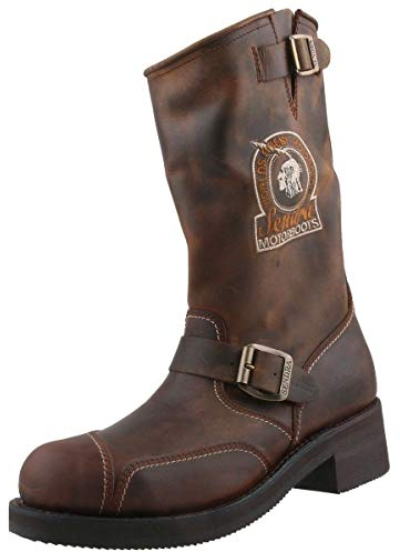 Sendra Boots Stivali da motociclista 3565 in marrone con grasso in pelle Roy Dunn's e borsa per il trasporto Sendra, marrone, 37 EU