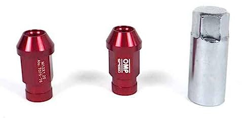 Omp SpeedSET 20 TUERCAS DE RUEDA M14X1.5 Llave 19 L: 40MM Color Rojo ALUMINIO 7075