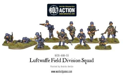 Luftwaffe Field Divison Squad - 28mm Scale Metal Miniatures for Bolt Action by Warlord Games - Highly Detailed World War 2 Miniatures for Table-top Wargaming