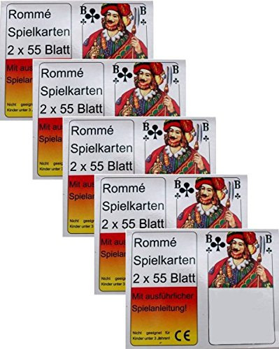 Gravidus Kartenspiel Rommé Canasta Bridge Skat - 55 Blatt französisches Blatt, robuste Qualität für Spieleabende
