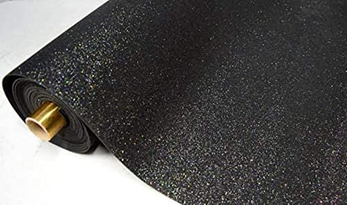 StoffBook MOOSGUMMI GLITZER METERWARE 2MM BASTELMATERIAL STOFF STOFFE, D002 (Schwarz)
