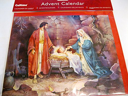 Caltime Classic Nativity Christmas Scene Advent Calendar With Postal Envelope