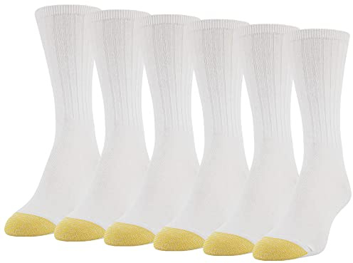 GOLDTOE Women's Casual Texture Crew Socks, Multipairs, White (6-Pairs), Shoe Size: 6-9