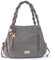 Catwalk Collection Handbags - Damen Leder Schultertasche - Handtasche Groß - Tote Bag mit Viele Fächer - CAZ - Grau