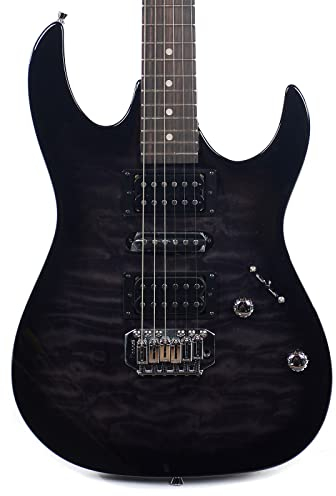 Ibanez GRX70QATKS 6-saitige E-Gitarre, rechts, transparent, Schwarz