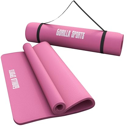 GORILLA SPORTS® Tappetino Fitness - 190x60 / 190x100 cm, Antiscivolo, Impermeabile, Gomma Nitrilica, Spessore 1,5 cm, 13 Colori a Scelta - Tappeto, Materassino Yoga, Pilates, Palestra, Allenamento