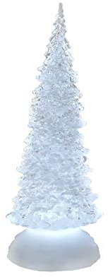 Deko Baum 'Pyramide' mit Licht und Wasser, 27 cm, weiß
