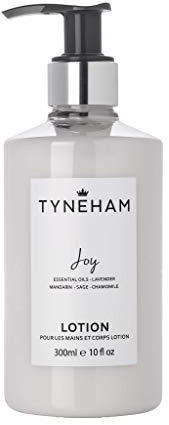 Joy Hand and Body Lotion 300ml (Clear Bottle) - Natural Body Moisturiser, Hydrating Vegan Hand Cream Pump, Cruelty Free Lotion with Essential Oils, Refillable Pump Dispenser, Made in England
