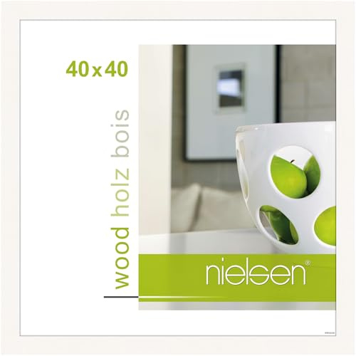 nielsen Bilderrahmen, 40 x 40 cm, Holz, Weiß, Posterrahmen zum Aufhängen im Hoch- & Querformat, Echtglas, Essential