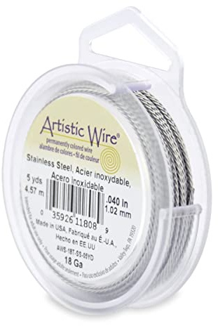 Artistic Wire, 18 Gauge / 1.0 mm Stainless Steel Craft Wire, Round Twist, 5 yd / 4.57 m