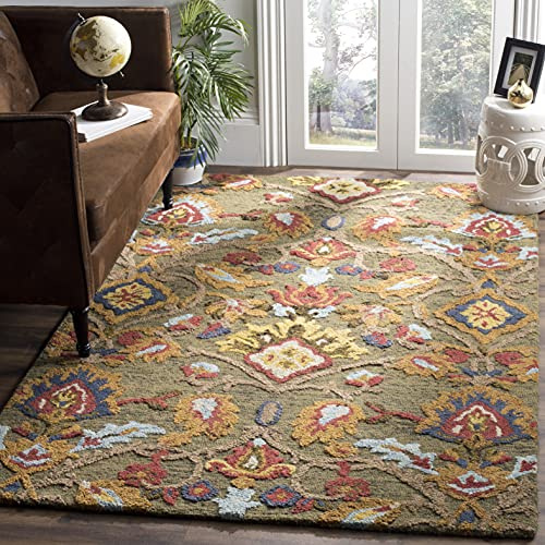 SAFAVIEH Zeitgenössische Teppich für Wohnzimmer, Esszimmer, Schlafzimmer - Blossum Collection, Kurzer Flor, Multi, 152 X 229 cm