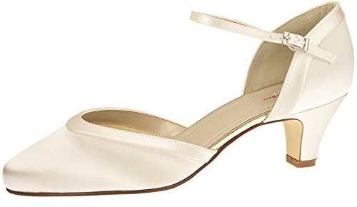 Rainbow Club Brautschuhe Letty - Pumps, Riemchen, Ivory/Creme, Satin, Größe 37.5 (4,5 UK)