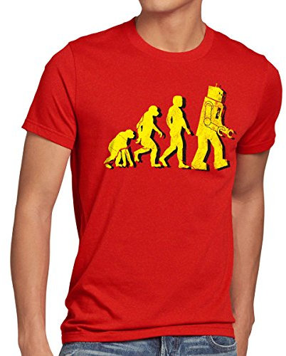 style3 Roboter Evolution Herren T-Shirt Sheldon, Größe:S;Farbe:Rot
