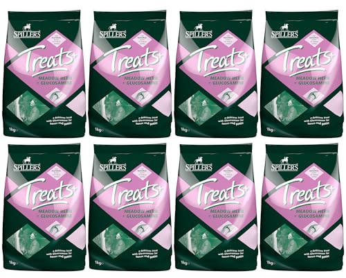 SPILLERS Meadow Herb & Glucosamine Horse Treats 1kg x 8 - Delicious Treat to Reward Horses and Ponies - Fresh Herbal Flavoured with Added Glucosamine for Joint Health