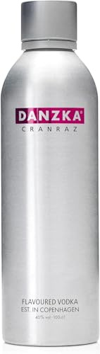 DANZKA Cranraz Premium Vodka, 40% vol., Aluminiumflasche, 1 L | Weicher Vodka mit Aroma roter Beeren, 100 % Korn, 6-stufig destilliert, Pur oder als Cocktailbasis, Schnelles Kühlen