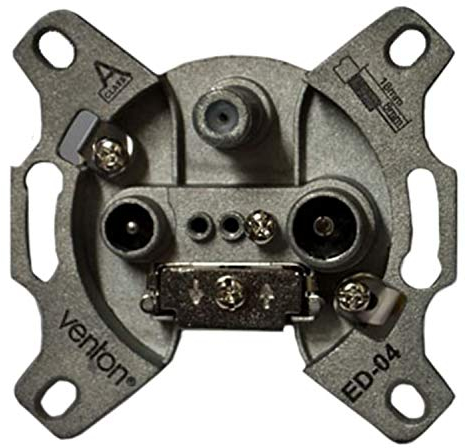 Venton Multimediadose ED04 I Antennen-Steckdose 3-Fach SAT Radio TV Kabel I Sat Enddose Class A für Unicable-Systeme & SCR I Sat Dose Unterputz & Aufputz I Kabel-TV-Anschlussdose I Antennendose