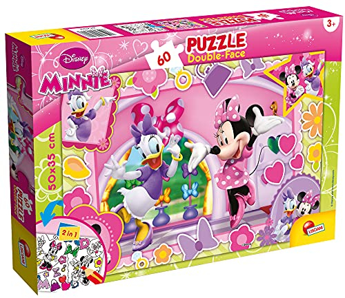 Lisciani 47918 Disney Puzzle 2 in 1 Doppelseitig Plus ( 50 x35 cm ) 60 Stück Minnie Maus