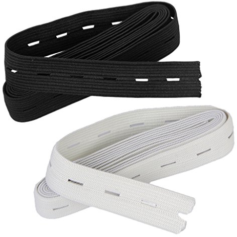 Gummiband Nähen Knopfloch Stricken 1,5 m 2 cm Packung mit 2 Weiß und Schwarz