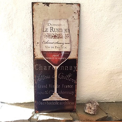Antikas - Blechschild mit Weinglas - Gastronomie Dekoration Weinlokal Cafehaus Bilder Wein