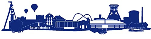 Samunshi® Wandsticker Gelsenkirchen Skyline Schalke Stadt Dekoration Deko Fanartikel Silhouette 70 x 15,6cm königs blau