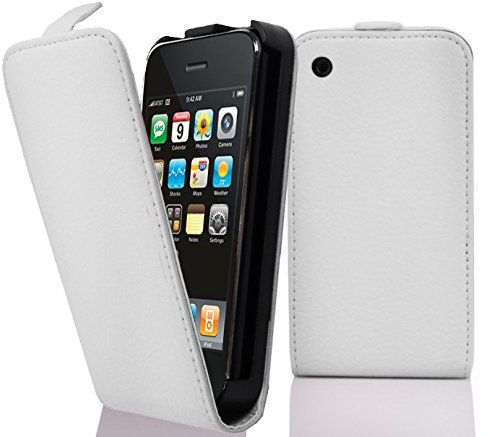 cadorabo Coque pour Apple iPhone 3 / iPhone 3GS en ALBÂTRE Blanc - Housse Protection en Style Flip en Similicuir Structuré - Etui Poche Folio Case Cover