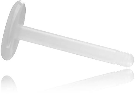 Inoki - Micro labret Biosafe 1.2mm pour éléments à visser - Jonc/Tige 1.2 mm, Long. int. 8 mm - Transparent
