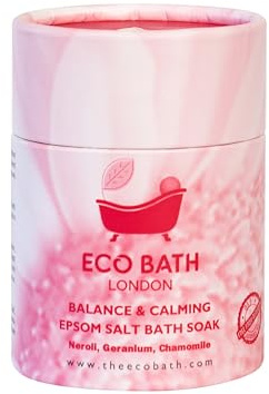 Eco Bath London Balance and Calming Epsom Salt Bath Soak - Tube 250g, Magnesium Bath Salt Infused with Neroli, Geranium, and Chamomile, Natural Epsom Salts for Bath