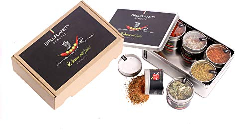 Grill Gewürze Set Geschenkset 6er Box Weihnachten Geburtstag von Grillplanet