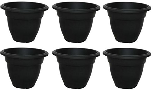 Small Round Bell Planter Plant Pot - 20cm Black Set Of 6