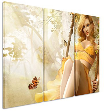Leinwandbild 3 teilig Fantasy_Girl_II_3x90x40cm (Gesamt 120x90cm) _Ausführung schöner Kunstdruck auf echter Leinwand als Wandbild auf Keilrahmen