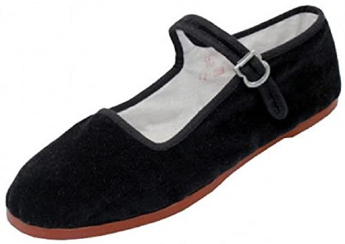 Shoes 18 Womens Cotton China Doll Mary Jane Shoes Ballerina Ballet Flats Shoes 118 Black Micro UK 6