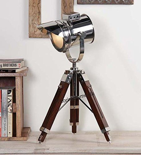THORINSTRUMENTS Thor Instruments.Co Classical Vintage Designer's Spotlight with Table Lamp Tripod Silver