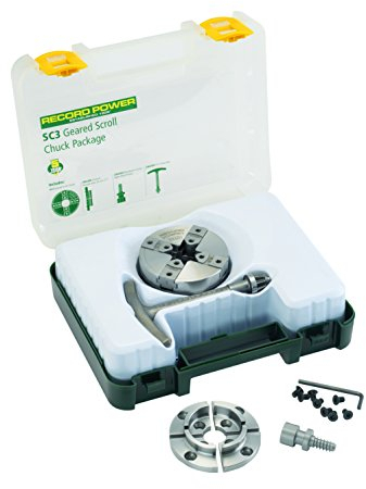 RIKON Power Tools 78-062 SC3 Chuck 1x 8 Thread, 50mm Jaw, Woodscrew & 2 Faceplate Package