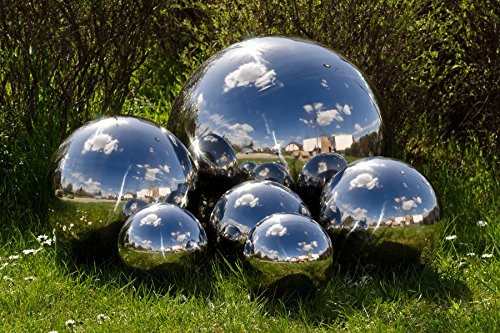 Köhko Jardin Boule 4–100 cm (Taille 38 cm) Brillant de décorations en Acier Inoxydable Boule Tailles : 38 cm