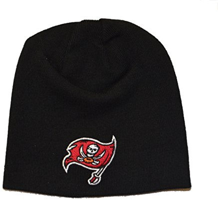 Tampa Bay Bucaneers Black Skull Cap - NFL Cuffless Knit Toque Beanie Hat