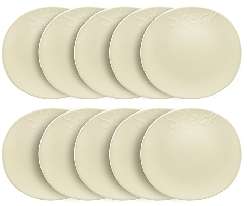 10er SET CreaTable - TRATTORIA - Steakteller RIMINI 28 cm -Cremeweiß- aus Porzellan