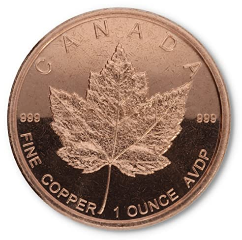 1 Unze .999 fein Kupfer Motiv Maple Leaf in original Lindler Münzkapsel