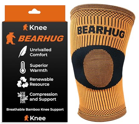 Bearhug Support de Genou Supports en Bambou pour l'entraînement, la compétition et la réhabilitation. (Small)