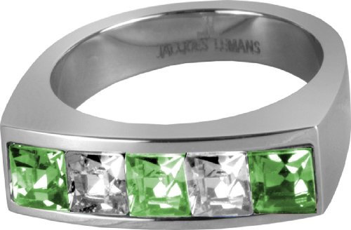 Jacques Lemans Ring besetzt mit Funkelnde Kristallen massiv Edelstahl