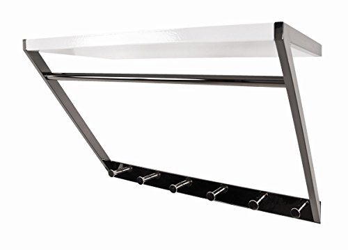 HAKU Möbel Wandgarderobe Chrom dunkel, weiß, MDF, Metall - Maße: B 60 cm x H 40 cm x T 29 cm, Style: Modern