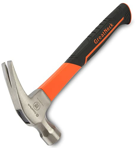 Great Neck HG20S 20 oz. Fiberglass Handle Straight Claw Hammer | Durable Home Improvement Tool | Drop Forged Steel Head | Smooth-Face Hammer Won’t Leave Marks | Powerful & Precise
