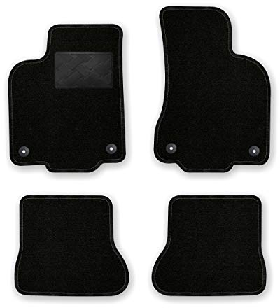 Bär-AfC Auto Fußmatten Ideal passend für VW Polo 6N2 1999-2001, Autoteppiche Nadelvlies Schwarz, Rand Kettelung Schwarz, Trittschutz Kunststoff, Set 4-teilig, VW04296