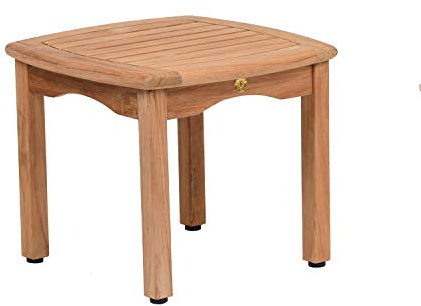 Amazonia Lincoln Beistelltisch für den Außenbereich, quadratisch, Teakholz, ideal für Terrasse und Innenbereich, 49,5 x 49,5 cm, 1 Stück