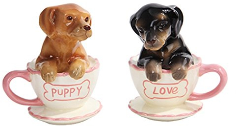 Taza de perro salchicha cachorros de sal pimentero