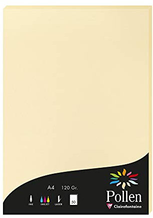Clairefontaine 4296C Packung mit 50 Karten Pollen 120g, DIN A4, 21 x 29,7cm, Chamois
